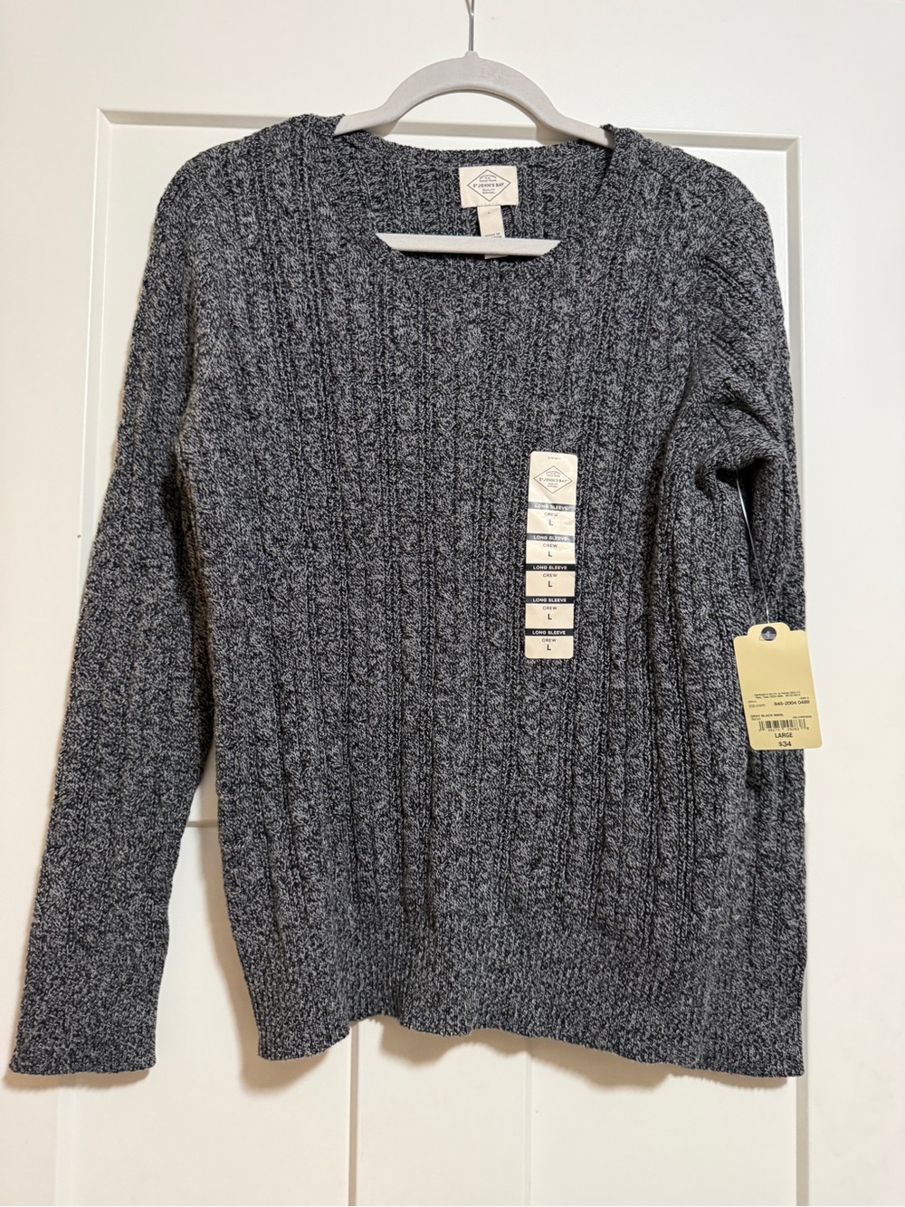 St. John's Bay Dark Gray Cable Knit Crew Sweater